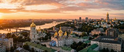 Kyiv skyline with golden-domed churches